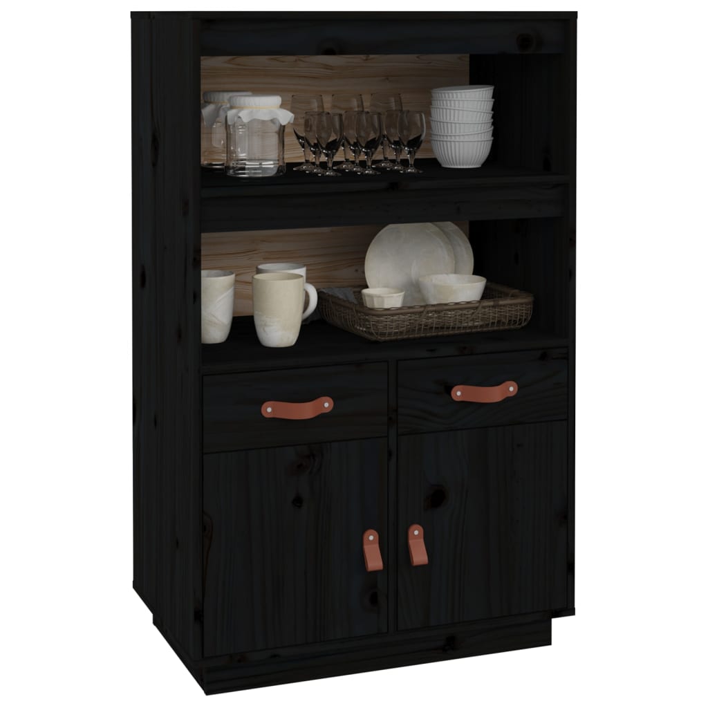 vidaXL Dulap înalt, negru, 67x40x108,5 cm, lemn masiv de pin