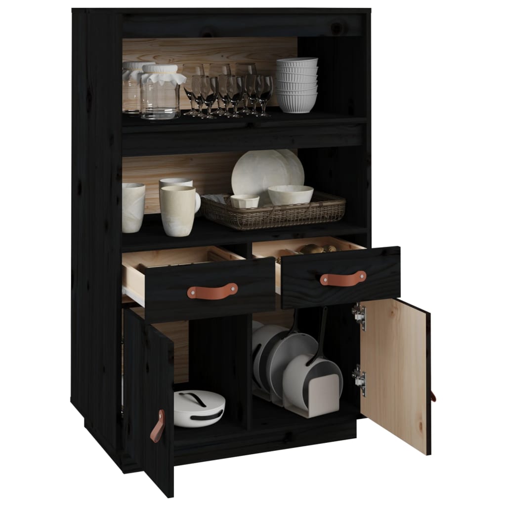 vidaXL Dulap înalt, negru, 67x40x108,5 cm, lemn masiv de pin