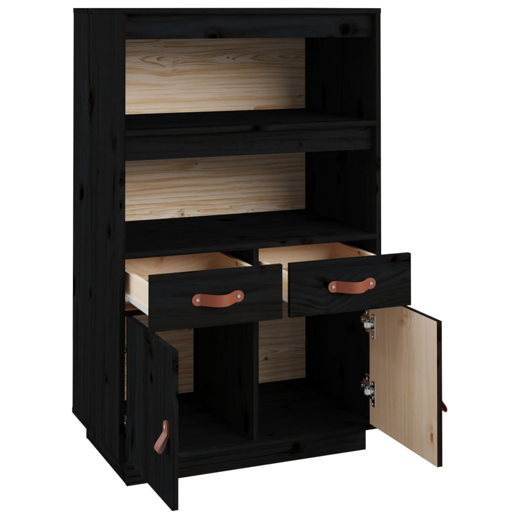 vidaXL Dulap înalt, negru, 67x40x108,5 cm, lemn masiv de pin