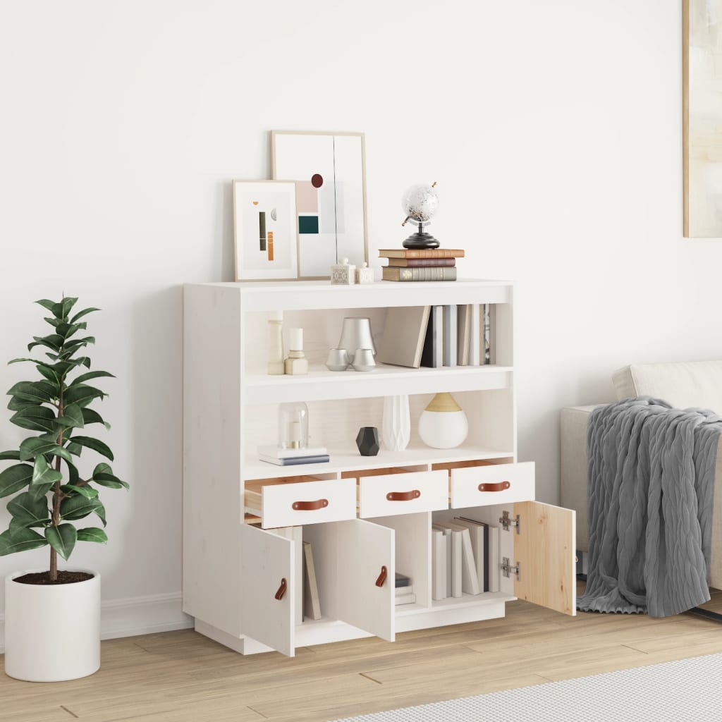 vidaXL Dulap înalt, alb, 100x40x108,5 cm, lemn masiv de pin vidaXL Dulap înalt, alb, 100x40x108,5 cm, lemn masiv de pin