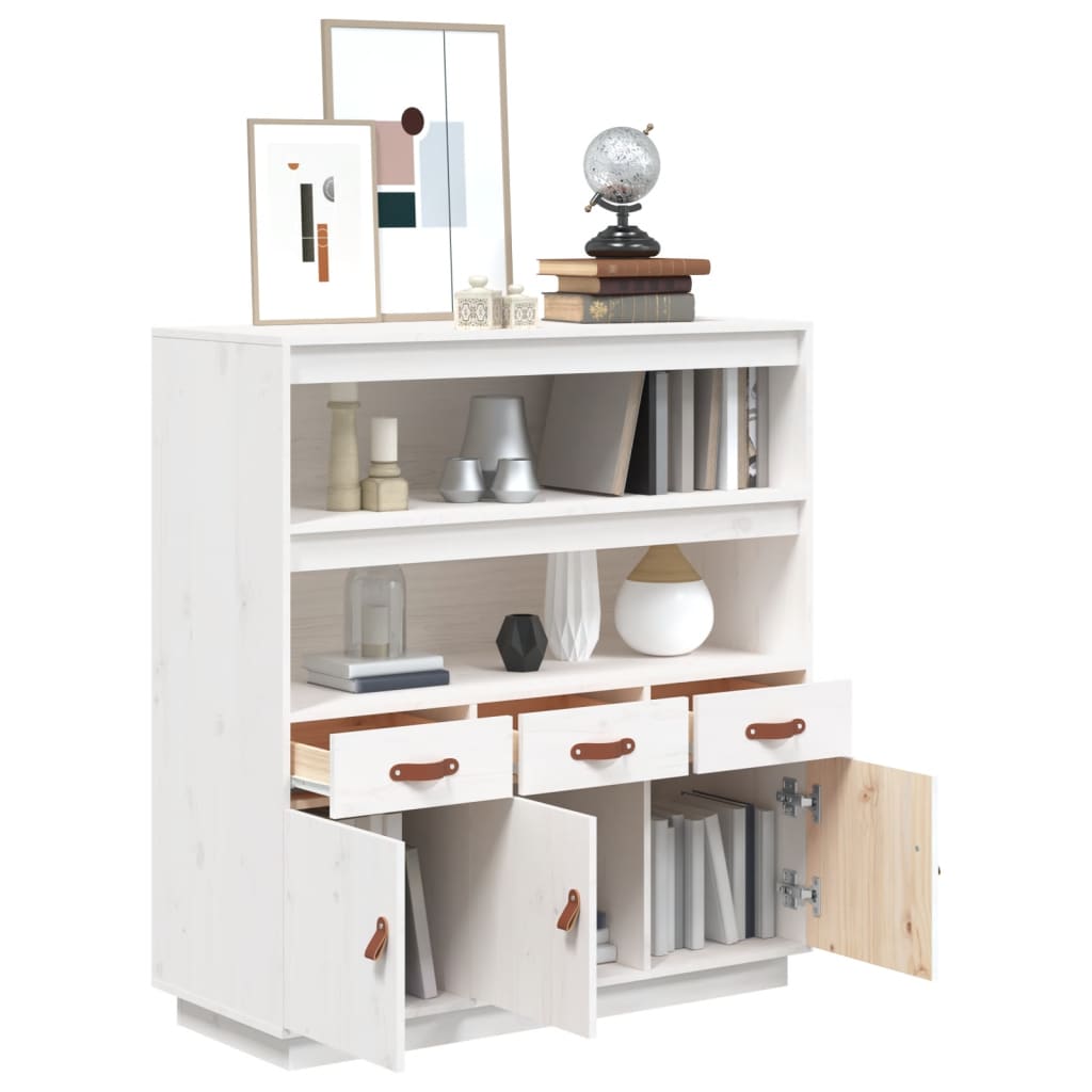 vidaXL Dulap înalt, alb, 100x40x108,5 cm, lemn masiv de pin vidaXL Dulap înalt, alb, 100x40x108,5 cm, lemn masiv de pin