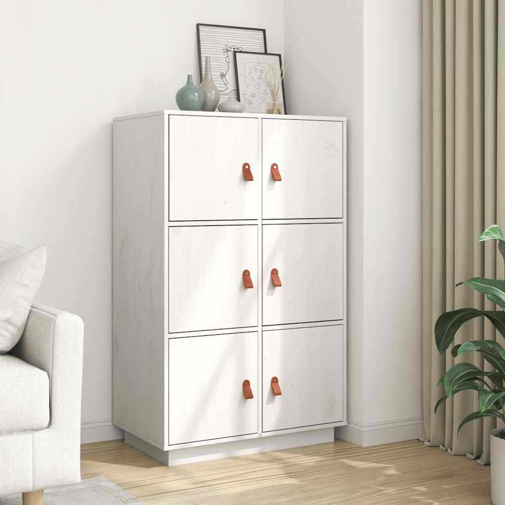 vidaXL Dulap înalt, alb, 67x40x108,5 cm, lemn masiv de pin