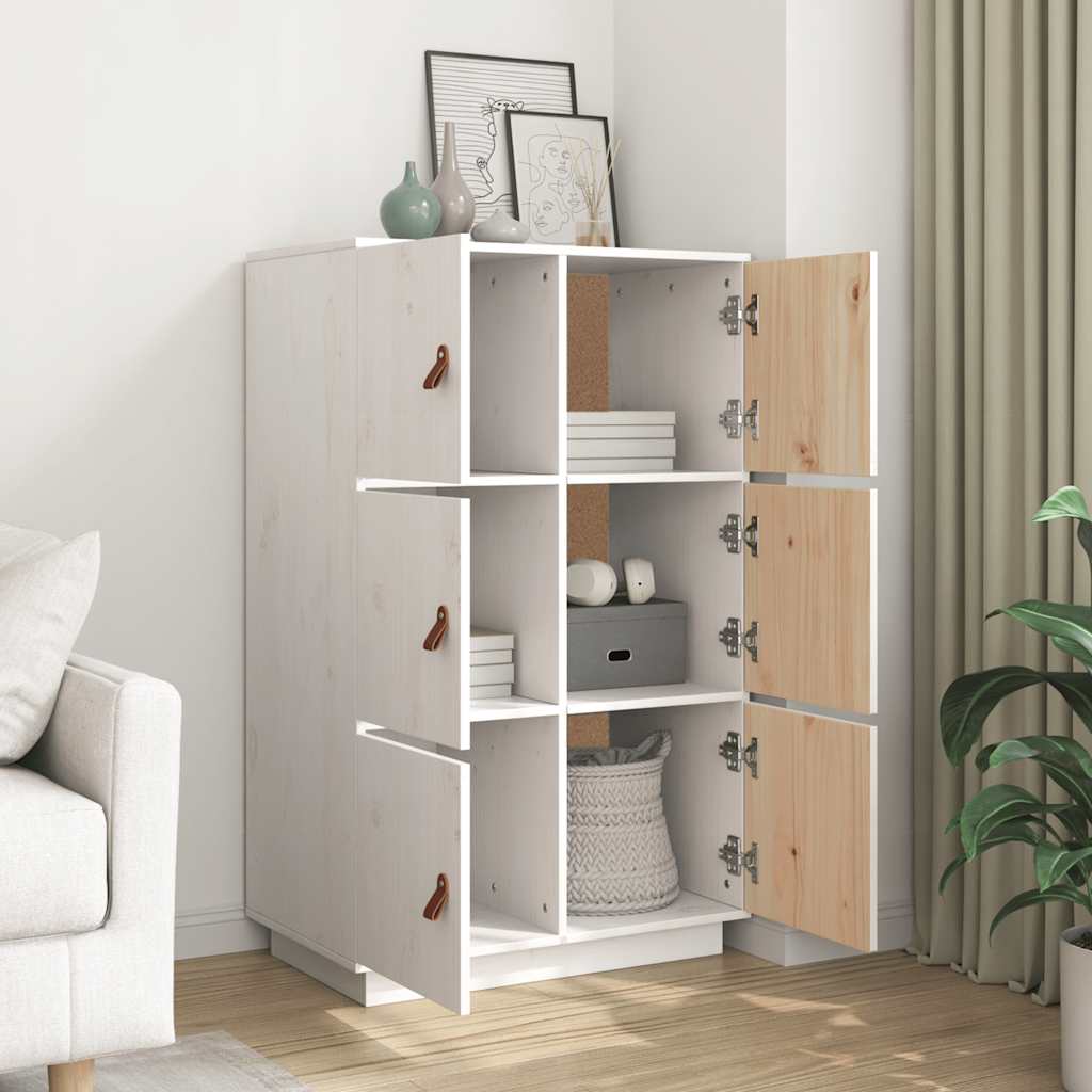 vidaXL Dulap înalt, alb, 67x40x108,5 cm, lemn masiv de pin