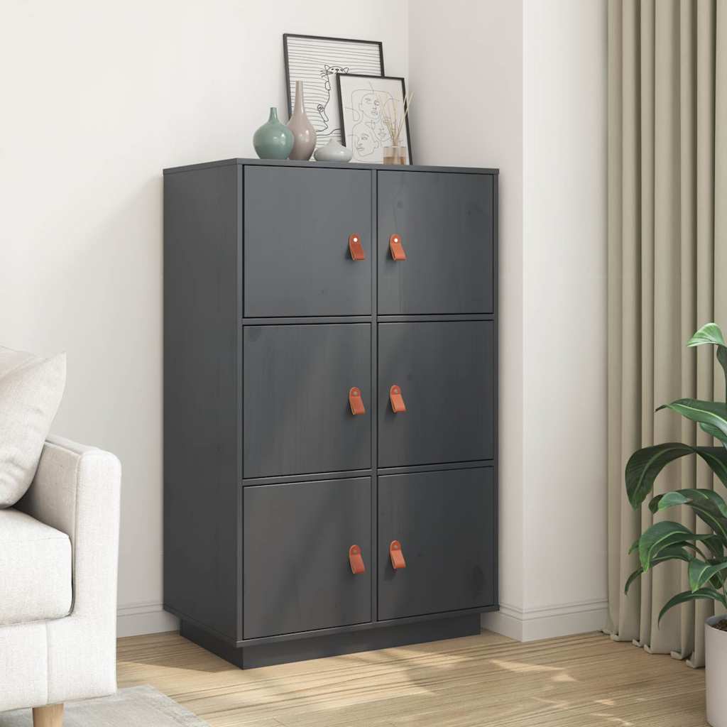 vidaXL Dulap înalt, gri, 67x40x108,5 cm, lemn masiv de pin vidaXL Dulap înalt, gri, 67x40x108,5 cm, lemn masiv de pin