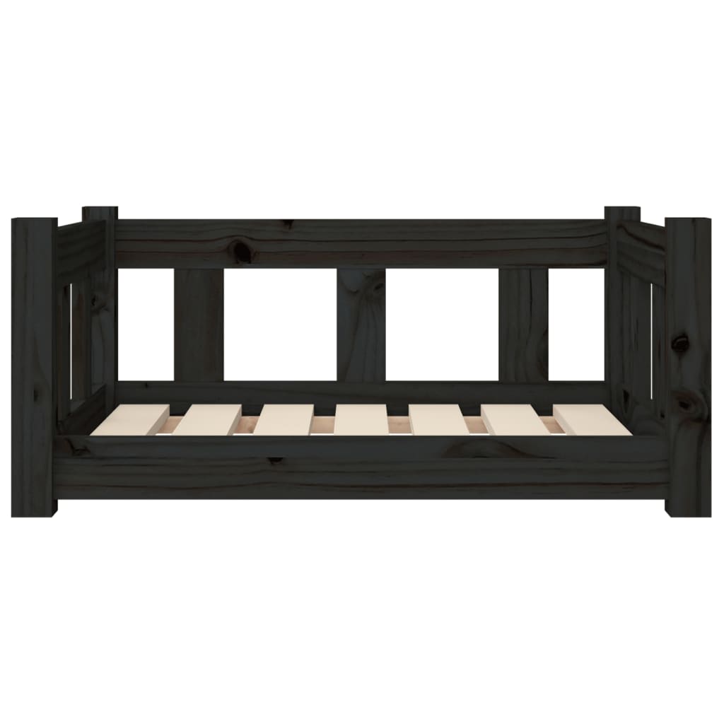 vidaXL Pat pentru câini, negru, 65,5x50,5x28 cm, lemn masiv de pin vidaXL Pat pentru câini, negru, 65,5x50,5x28 cm, lemn masiv de pin