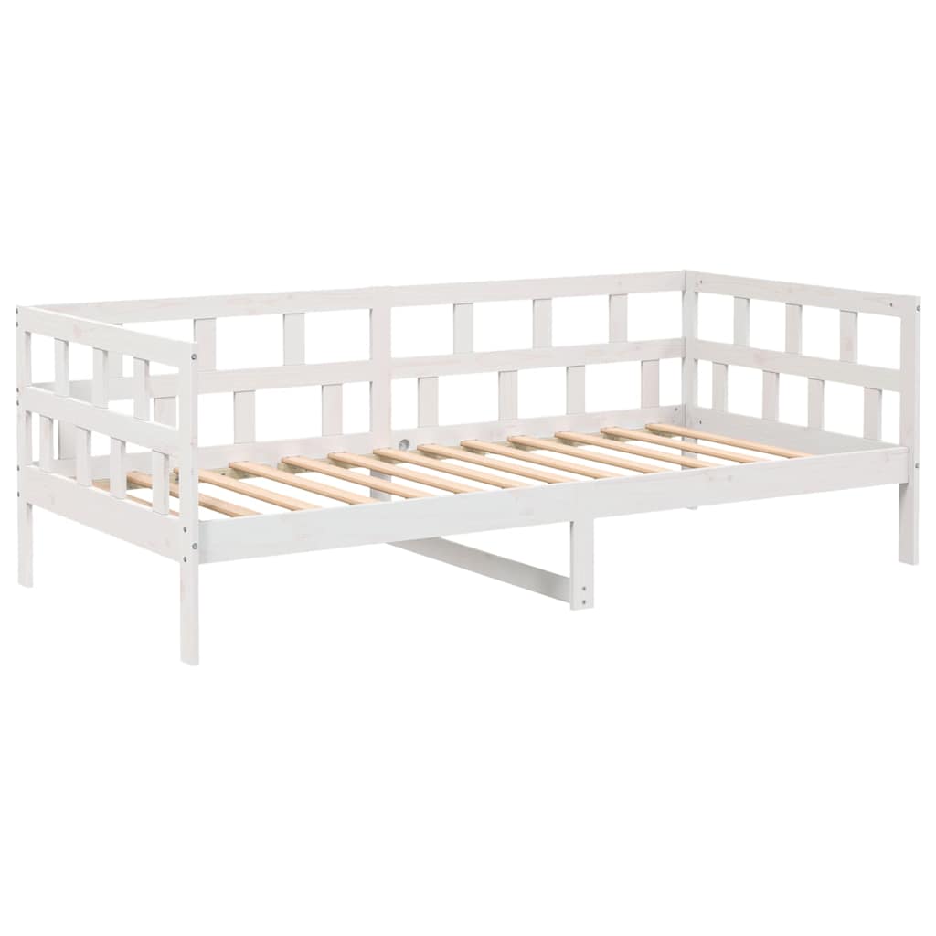 vidaXL Pat de zi, alb, 90x190 cm, lemn masiv de pin vidaXL Pat de zi, alb, 90x190 cm, lemn masiv de pin