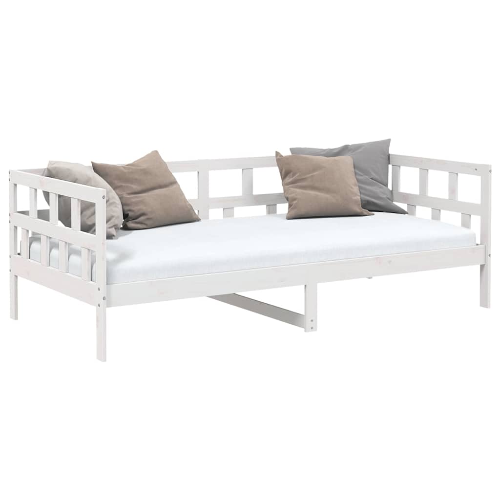 vidaXL Pat de zi, alb, 90x190 cm, lemn masiv de pin vidaXL Pat de zi, alb, 90x190 cm, lemn masiv de pin