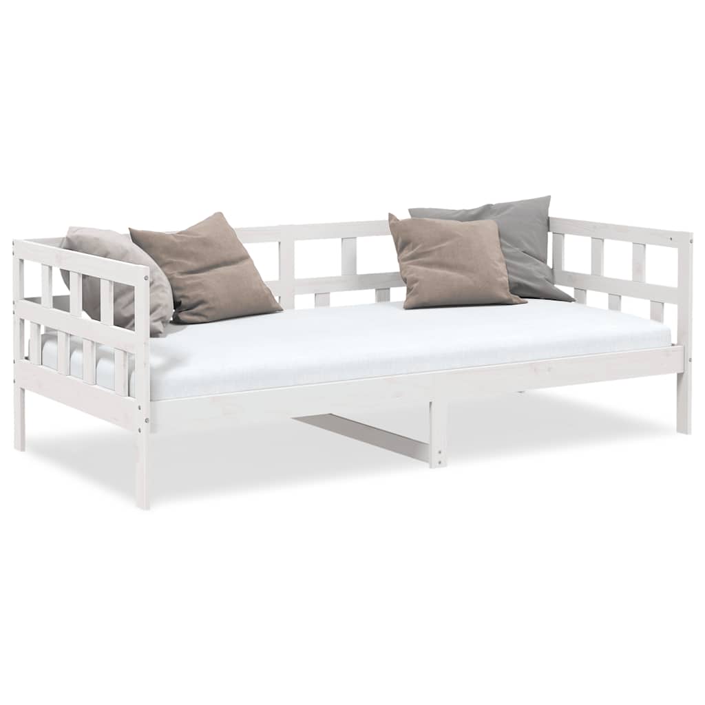 vidaXL Pat de zi, alb, 90x190 cm, lemn masiv de pin vidaXL Pat de zi, alb, 90x190 cm, lemn masiv de pin