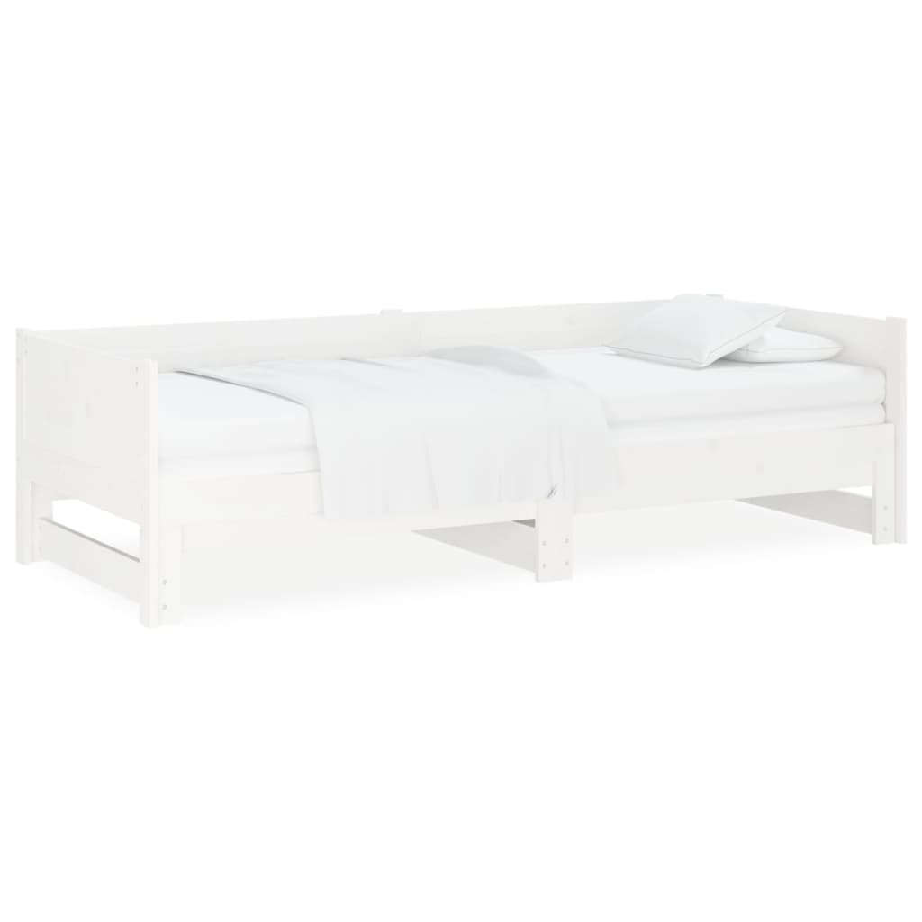 vidaXL Pat extensibil de zi, alb, 2x(80x200) cm, lemn masiv de pin vidaXL Pat extensibil de zi, alb, 2x(80x200) cm, lemn masiv de pin