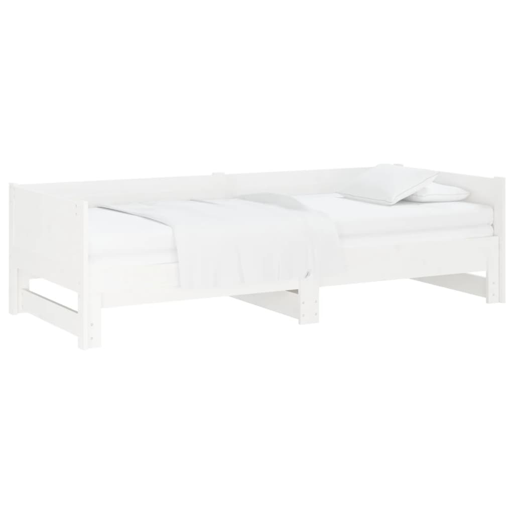 vidaXL Pat extensibil de zi, alb, 2x(80x200) cm, lemn masiv de pin vidaXL Pat extensibil de zi, alb, 2x(80x200) cm, lemn masiv de pin