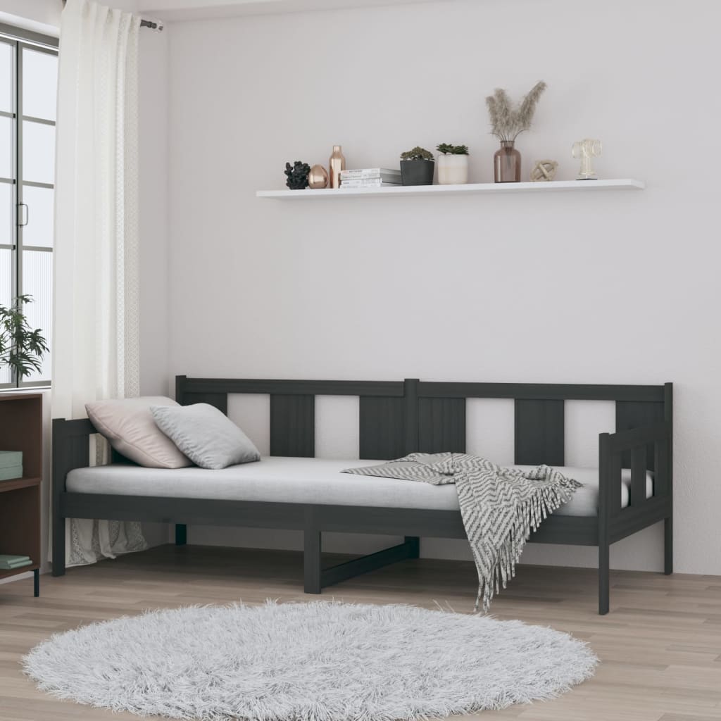 vidaXL Pat de zi, gri, 80x200 cm, lemn masiv de pin