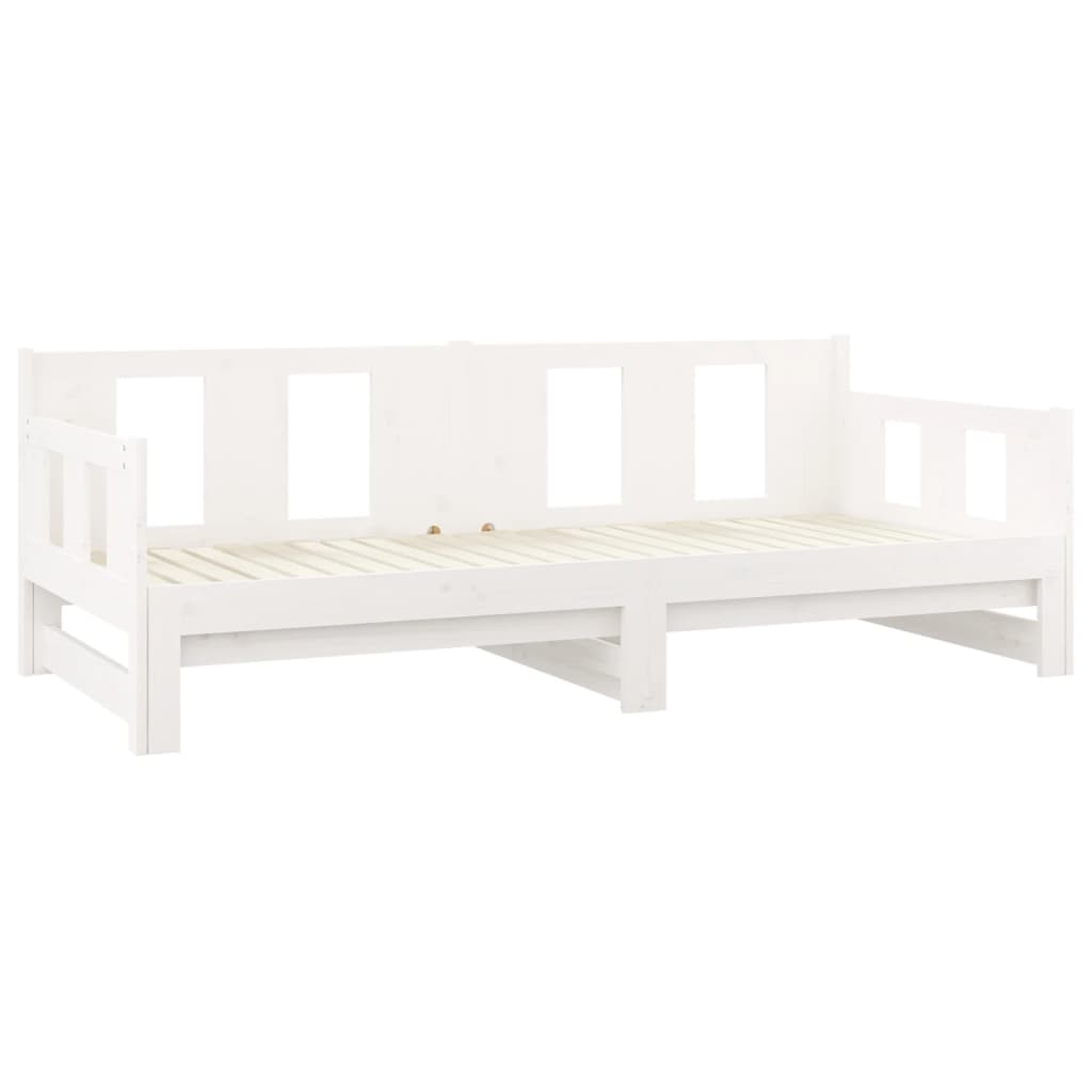vidaXL Pat extensibil de zi, alb, 2x(90x200) cm, lemn masiv de pin