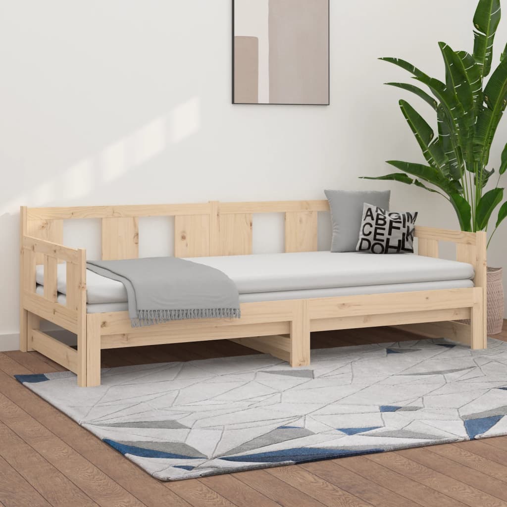 vidaXL Pat extensibil de zi, 2x(80x200) cm, lemn masiv de pin vidaXL Pat extensibil de zi, 2x(80x200) cm, lemn masiv de pin