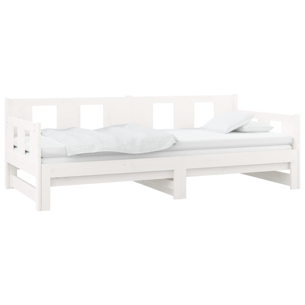 vidaXL Pat extensibil de zi, alb, 2x(80x200) cm, lemn masiv de pin