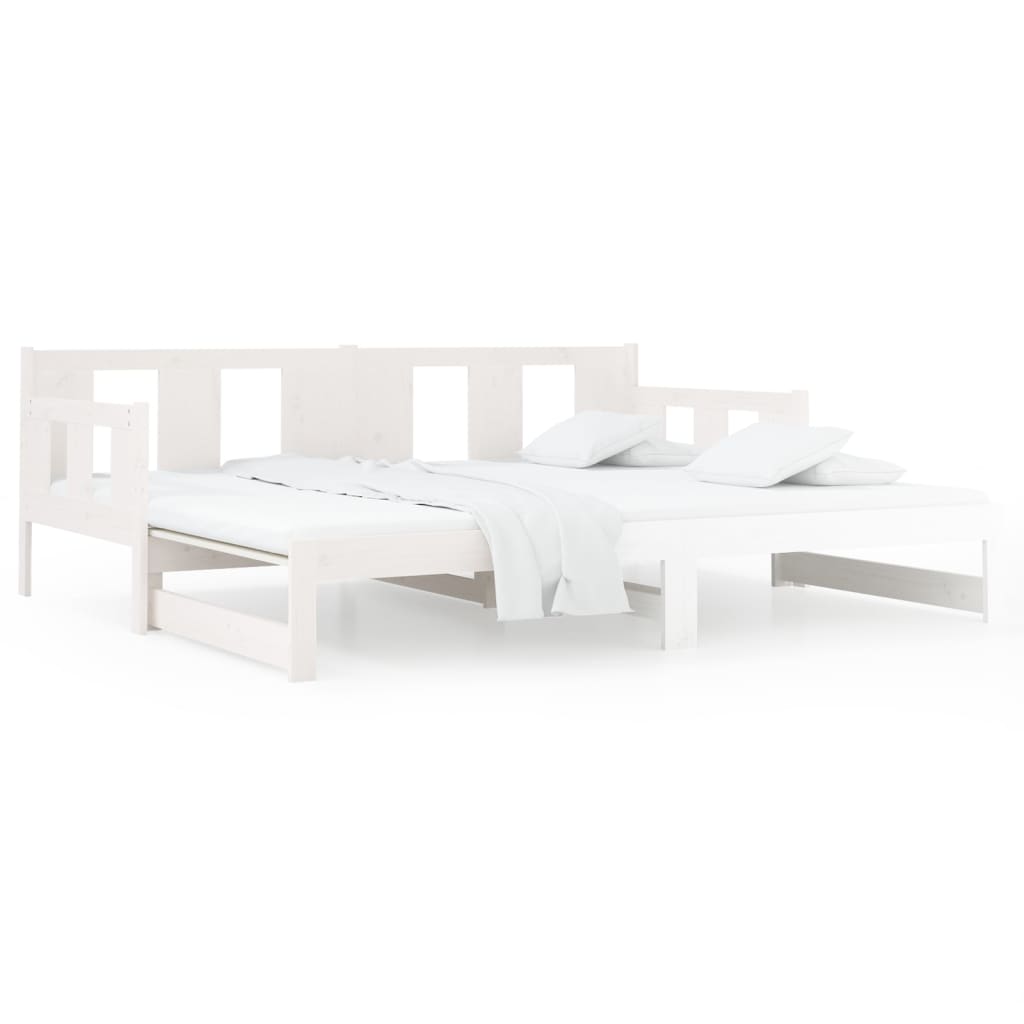 vidaXL Pat extensibil de zi, alb, 2x(80x200) cm, lemn masiv de pin