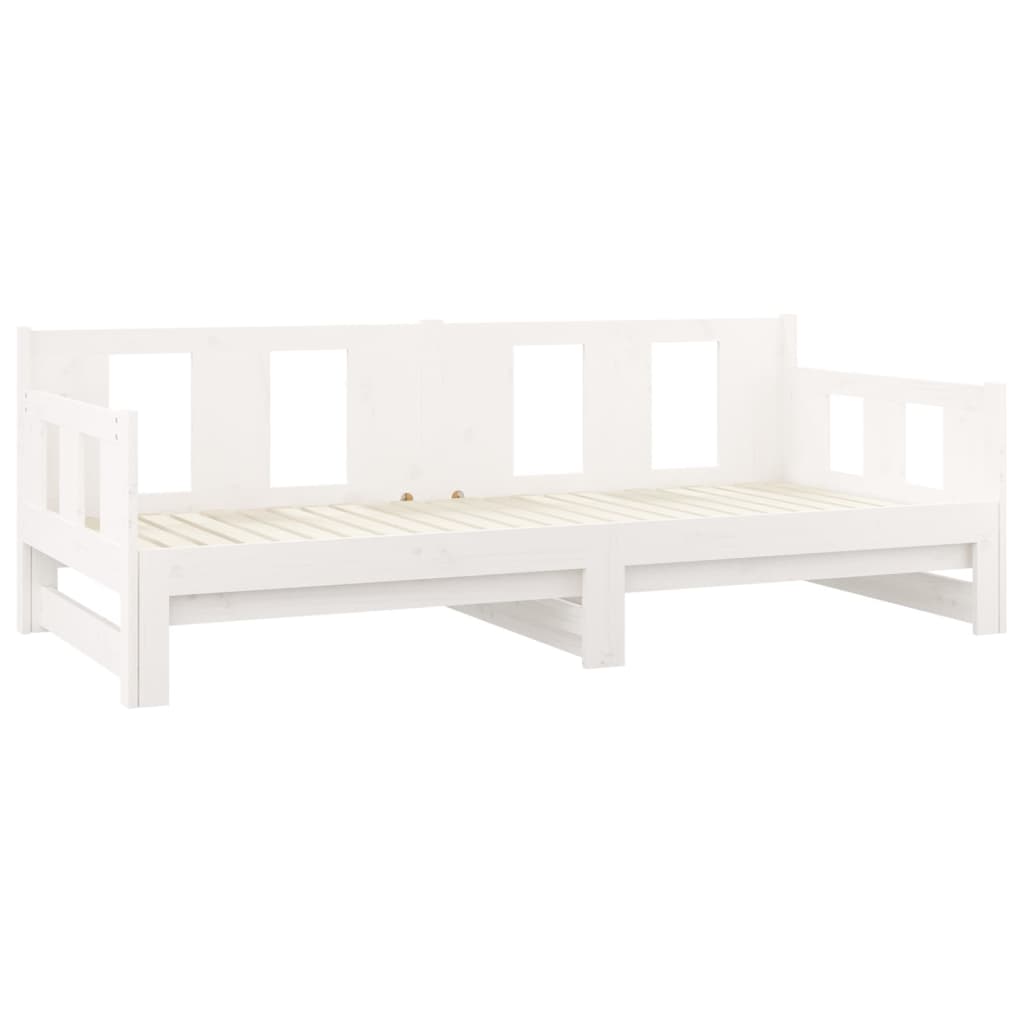 vidaXL Pat extensibil de zi, alb, 2x(80x200) cm, lemn masiv de pin