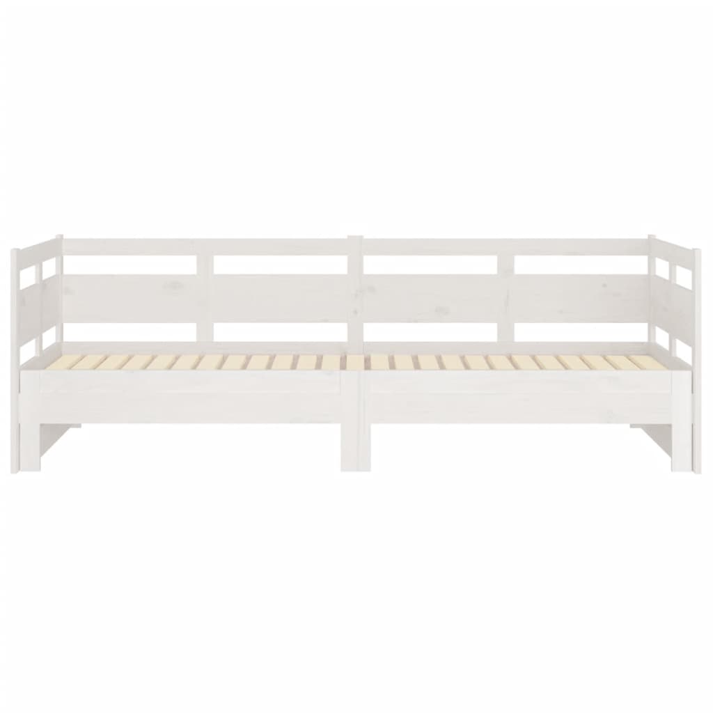 vidaXL Pat extensibil de zi, alb, 2x(90x200) cm, lemn masiv de pin vidaXL Pat extensibil de zi, alb, 2x(90x200) cm, lemn masiv de pin