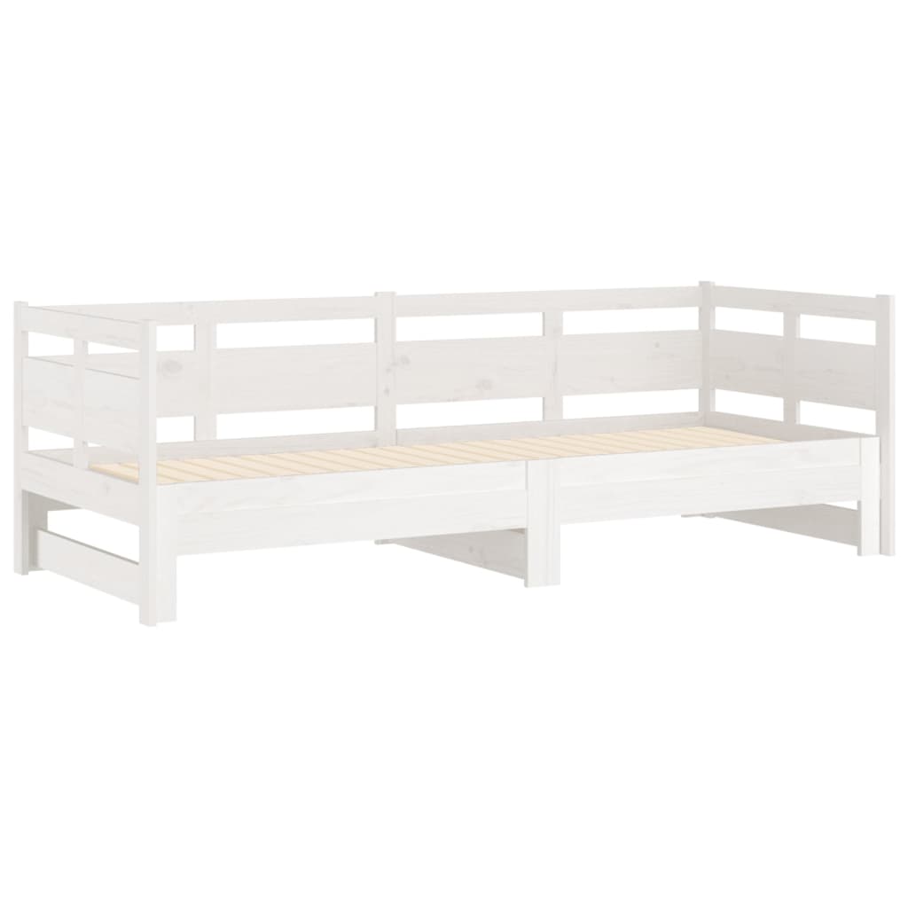 vidaXL Pat de zi extensibil, alb, 2x(80x200) cm, lemn masiv de pin