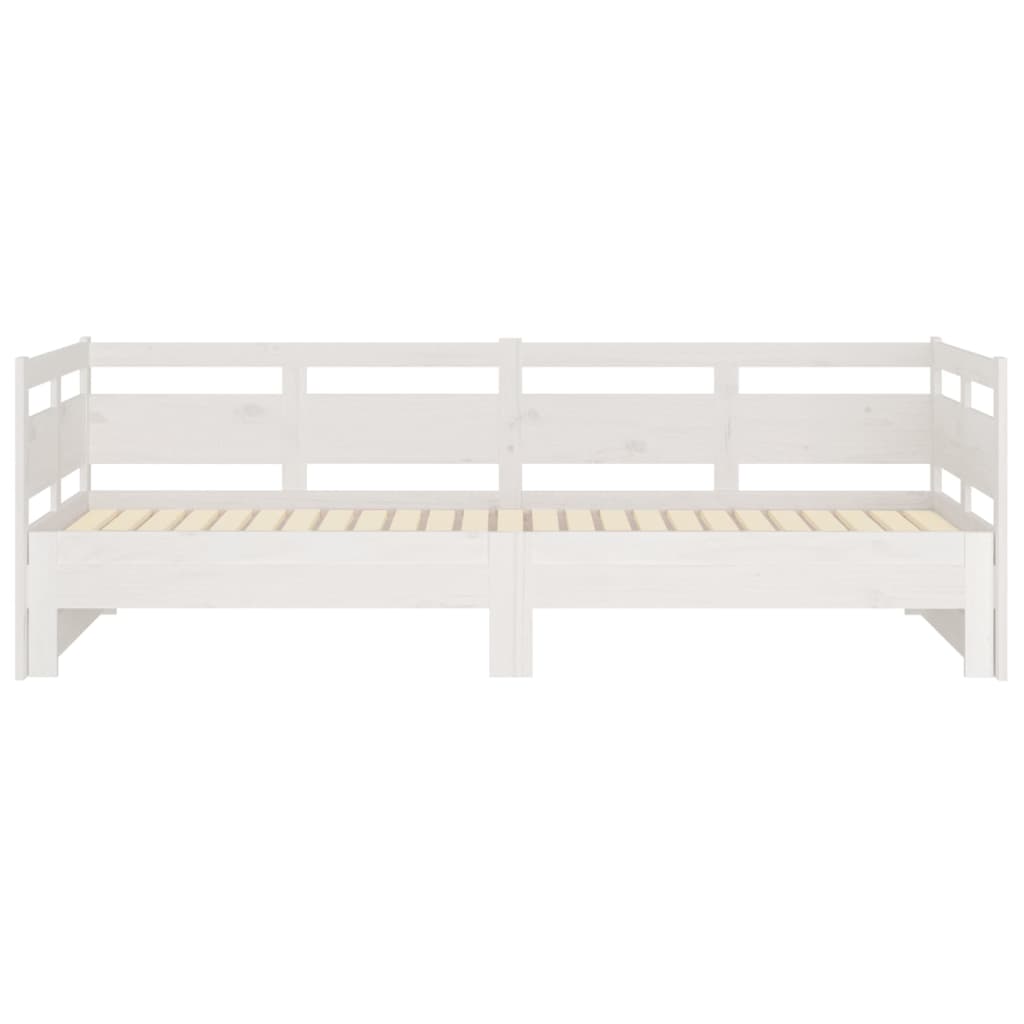 vidaXL Pat de zi extensibil, alb, 2x(80x200) cm, lemn masiv de pin