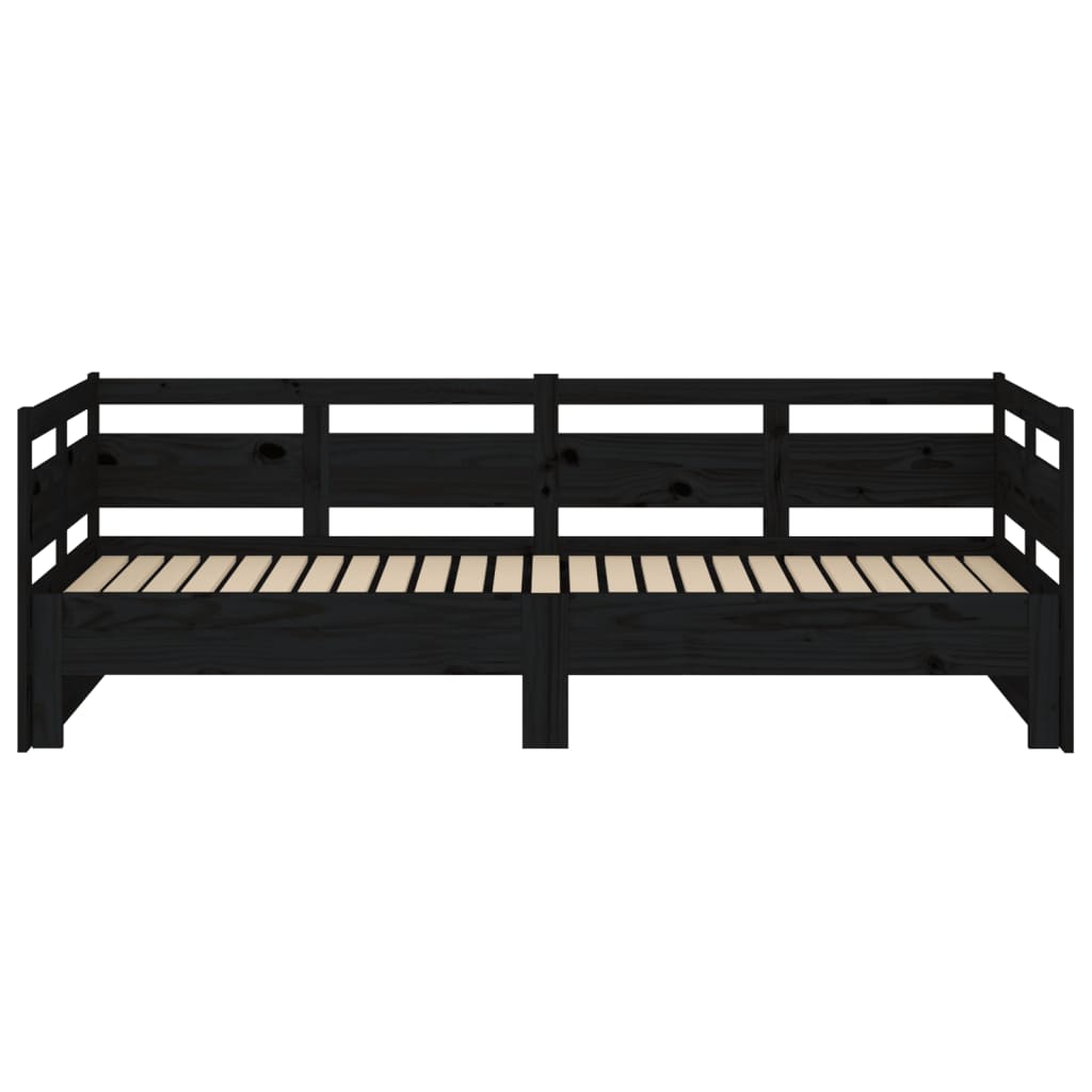 vidaXL Pat de zi extensibil, negru, 2x(80x200) cm, lemn masiv de pin
