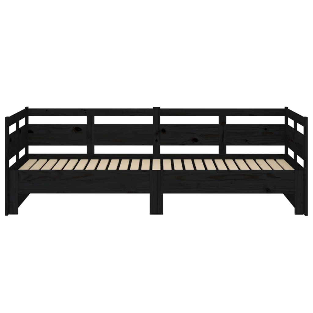 vidaXL Pat de zi extensibil, negru, 2x(90x190) cm, lemn masiv de pin