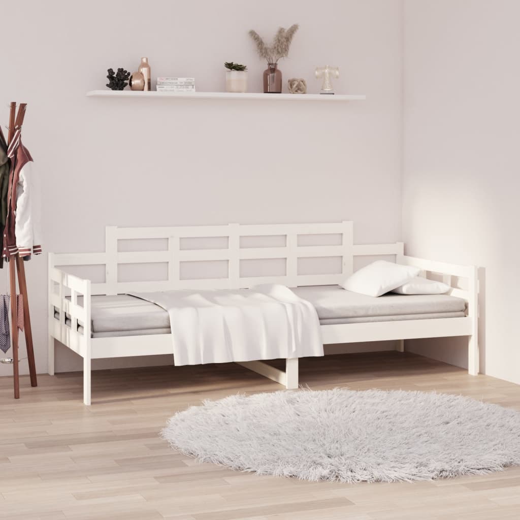 vidaXL Pat de zi, alb, 80x200 cm, lemn masiv de pin vidaXL Pat de zi, alb, 80x200 cm, lemn masiv de pin