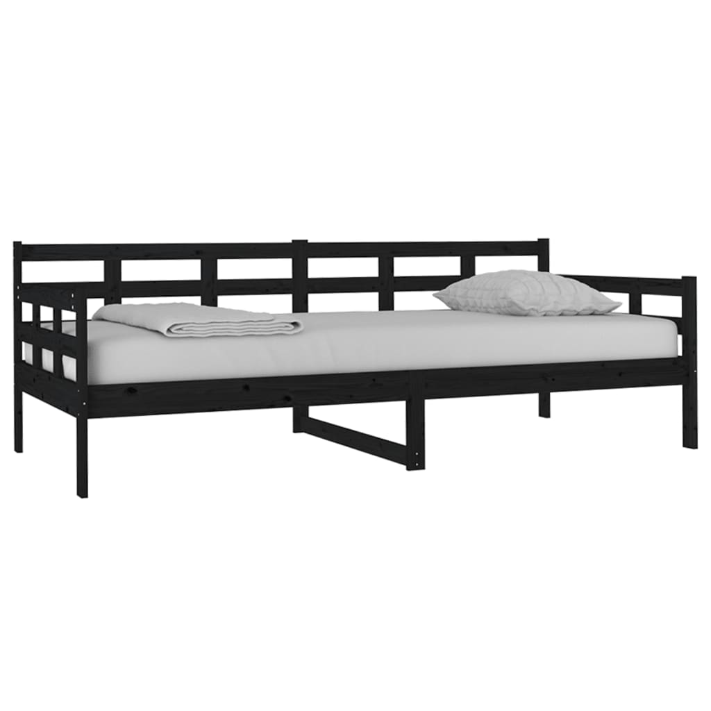 vidaXL Pat de zi, negru, 90x200 cm, lemn masiv de pin vidaXL Pat de zi, negru, 90x200 cm, lemn masiv de pin