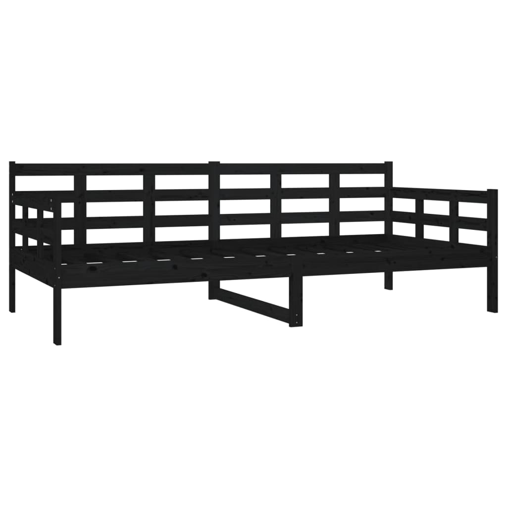 vidaXL Pat de zi, negru, 90x200 cm, lemn masiv de pin vidaXL Pat de zi, negru, 90x200 cm, lemn masiv de pin