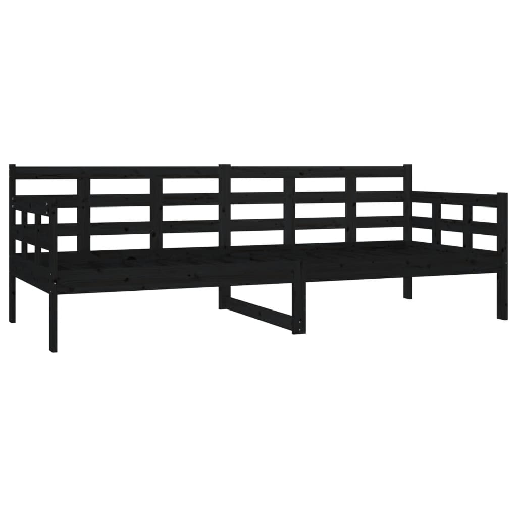 vidaXL Pat de zi, negru, 80x200 cm, lemn masiv de pin