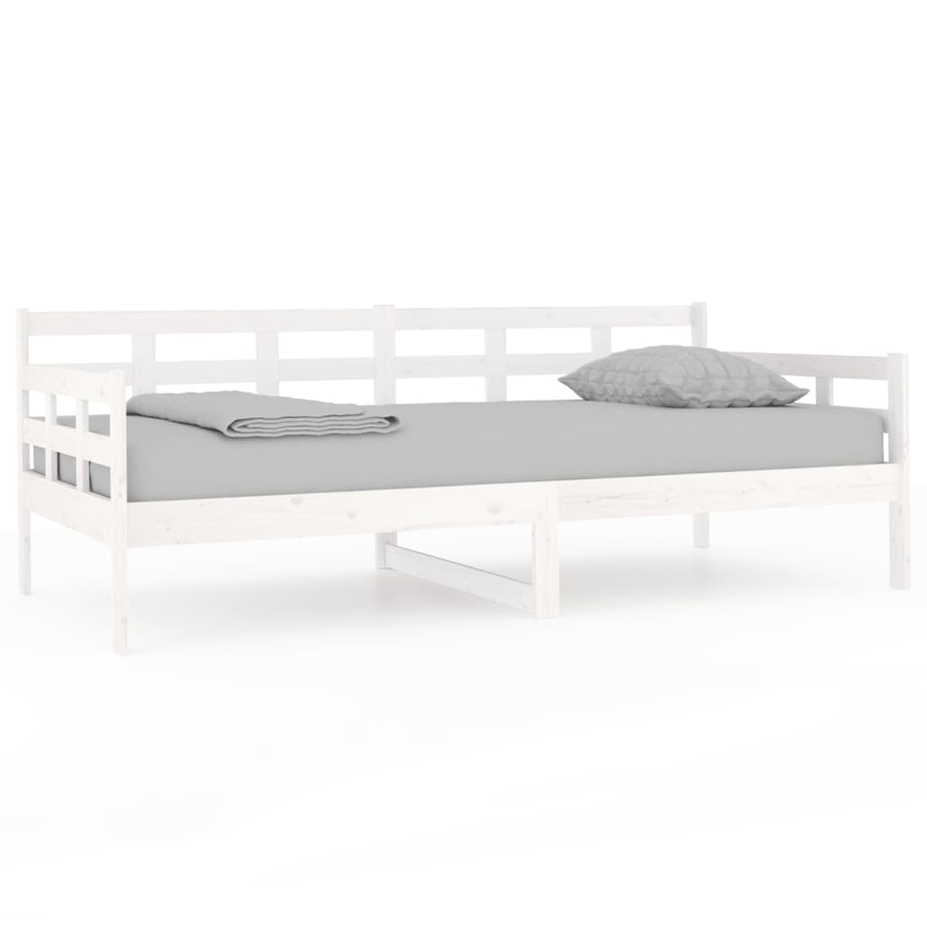 vidaXL Pat de zi, alb, 90x190 cm, lemn masiv de pin vidaXL Pat de zi, alb, 90x190 cm, lemn masiv de pin