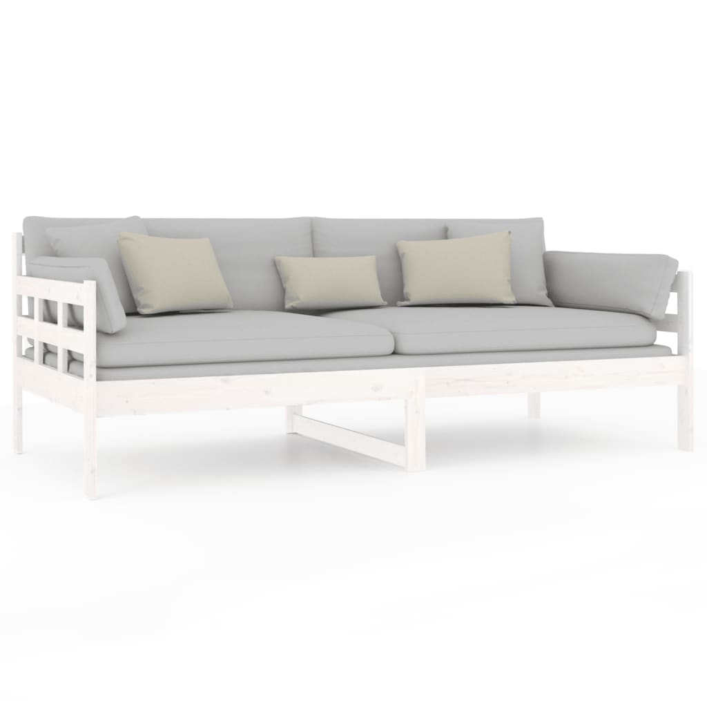 vidaXL Pat de zi, alb, 90x190 cm, lemn masiv de pin vidaXL Pat de zi, alb, 90x190 cm, lemn masiv de pin