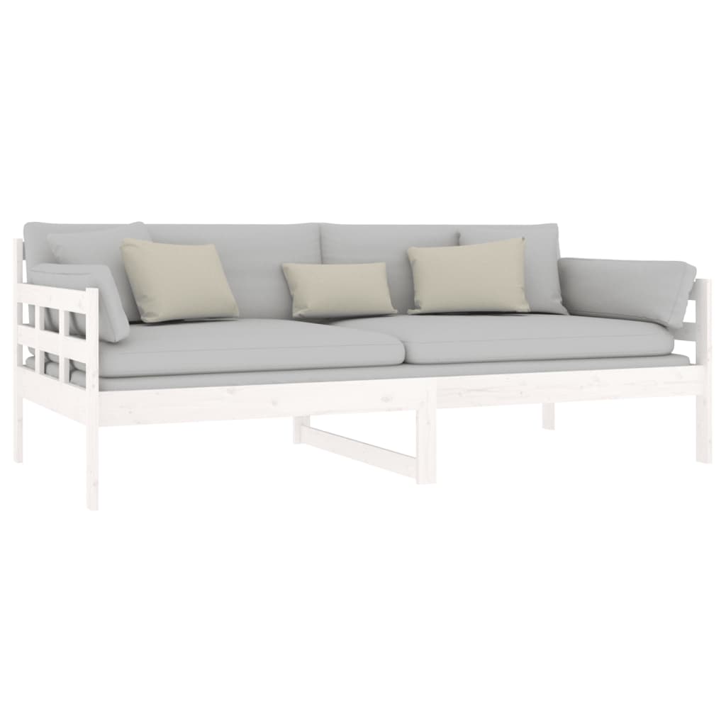 vidaXL Pat de zi, alb, 90x190 cm, lemn masiv de pin vidaXL Pat de zi, alb, 90x190 cm, lemn masiv de pin