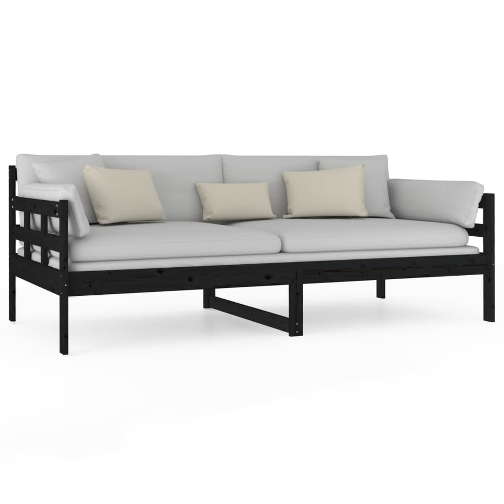 vidaXL Pat de zi, negru, 90x190 cm, lemn masiv de pin vidaXL Pat de zi, negru, 90x190 cm, lemn masiv de pin