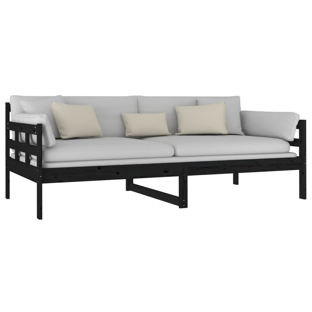 vidaXL Pat de zi, negru, 90x190 cm, lemn masiv de pin vidaXL Pat de zi, negru, 90x190 cm, lemn masiv de pin