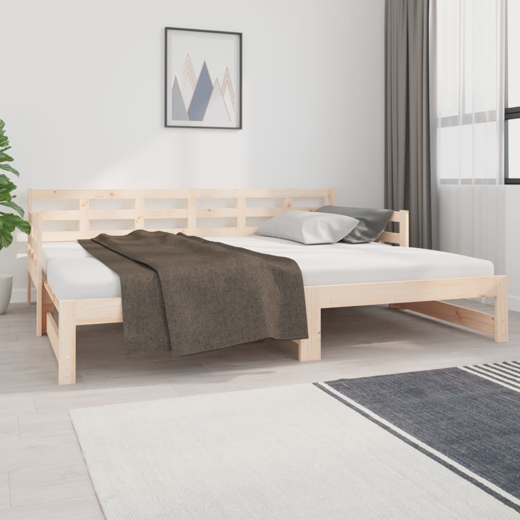 vidaXL Pat extensibil de zi, 2x(90x200) cm, lemn masiv de pin vidaXL Pat extensibil de zi, 2x(90x200) cm, lemn masiv de pin