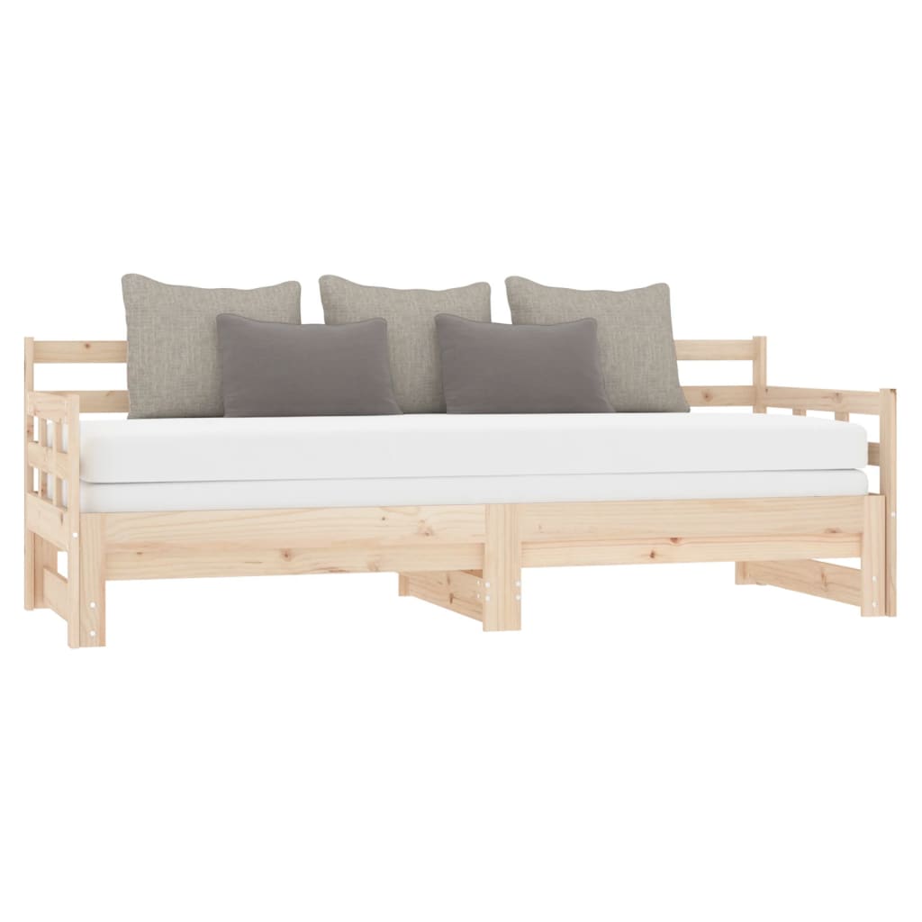 vidaXL Pat extensibil de zi, 2x(90x200) cm, lemn masiv de pin vidaXL Pat extensibil de zi, 2x(90x200) cm, lemn masiv de pin