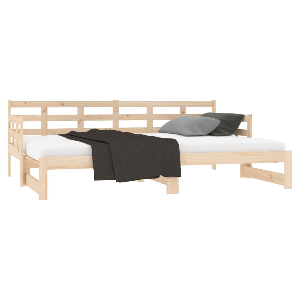 vidaXL Pat extensibil de zi, 2x(90x200) cm, lemn masiv de pin vidaXL Pat extensibil de zi, 2x(90x200) cm, lemn masiv de pin