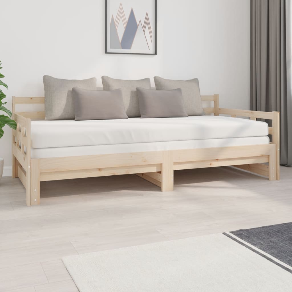 vidaXL Pat extensibil de zi, 2x(90x200) cm, lemn masiv de pin vidaXL Pat extensibil de zi, 2x(90x200) cm, lemn masiv de pin