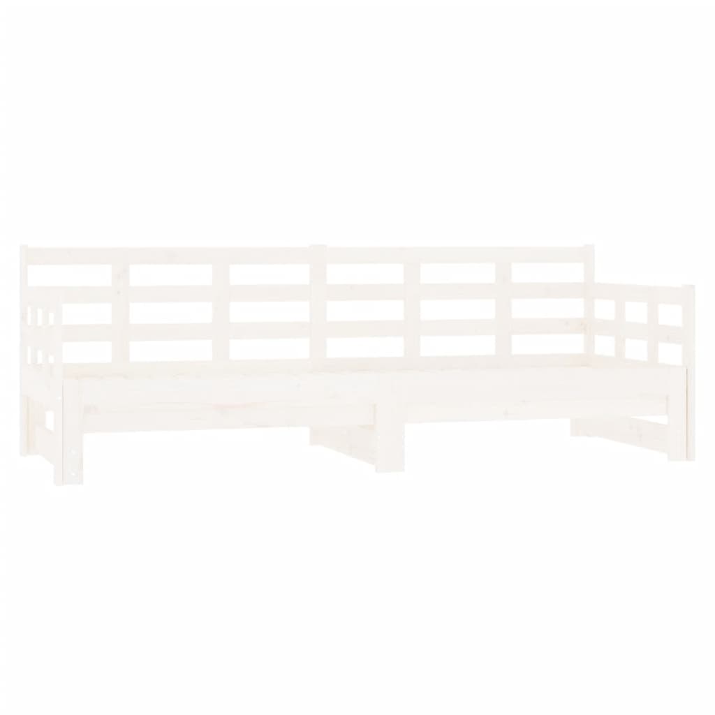 vidaXL Pat extensibil de zi, alb, 2x(90x200) cm, lemn masiv de pin vidaXL Pat extensibil de zi, alb, 2x(90x200) cm, lemn masiv de pin