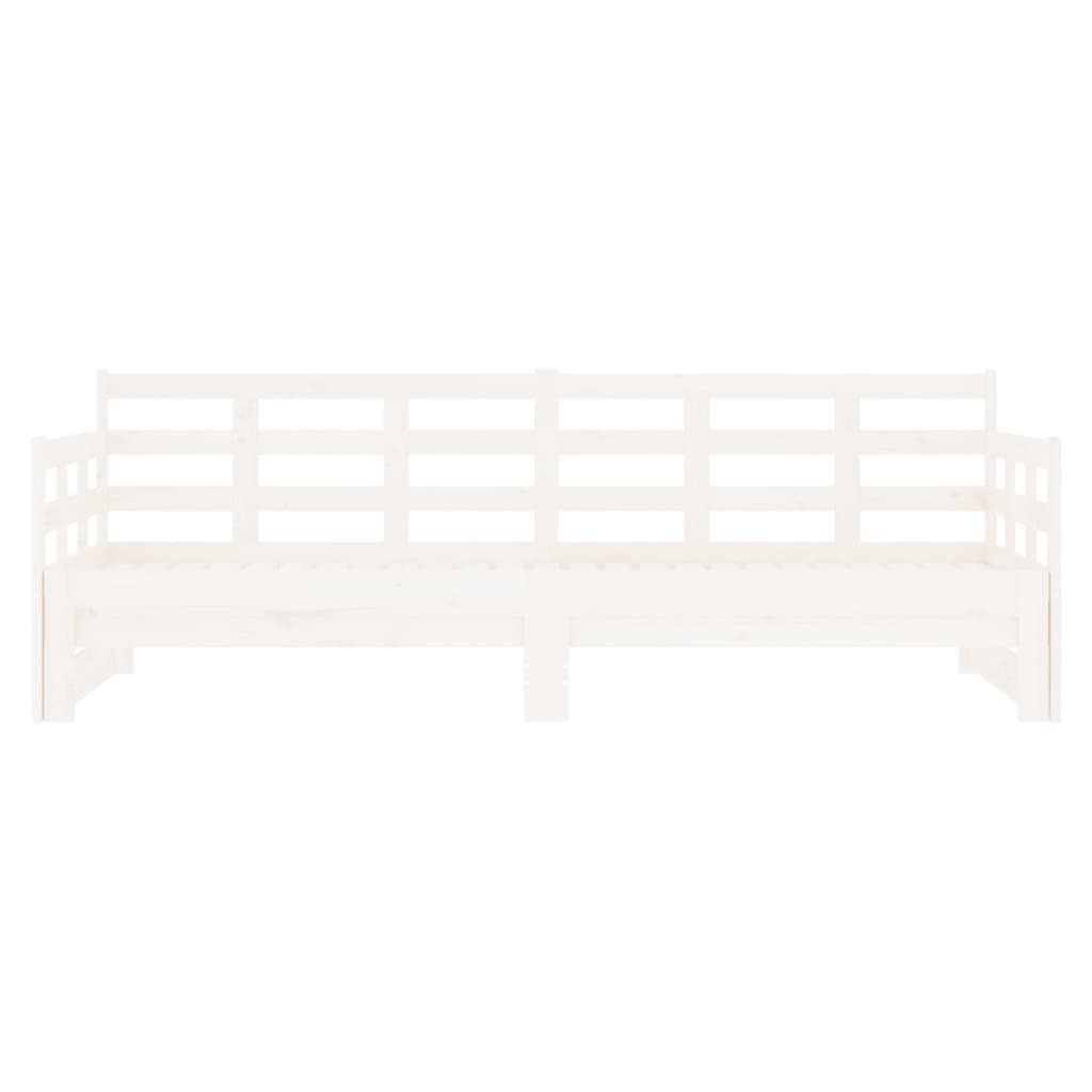 vidaXL Pat extensibil de zi, alb, 2x(90x200) cm, lemn masiv de pin vidaXL Pat extensibil de zi, alb, 2x(90x200) cm, lemn masiv de pin