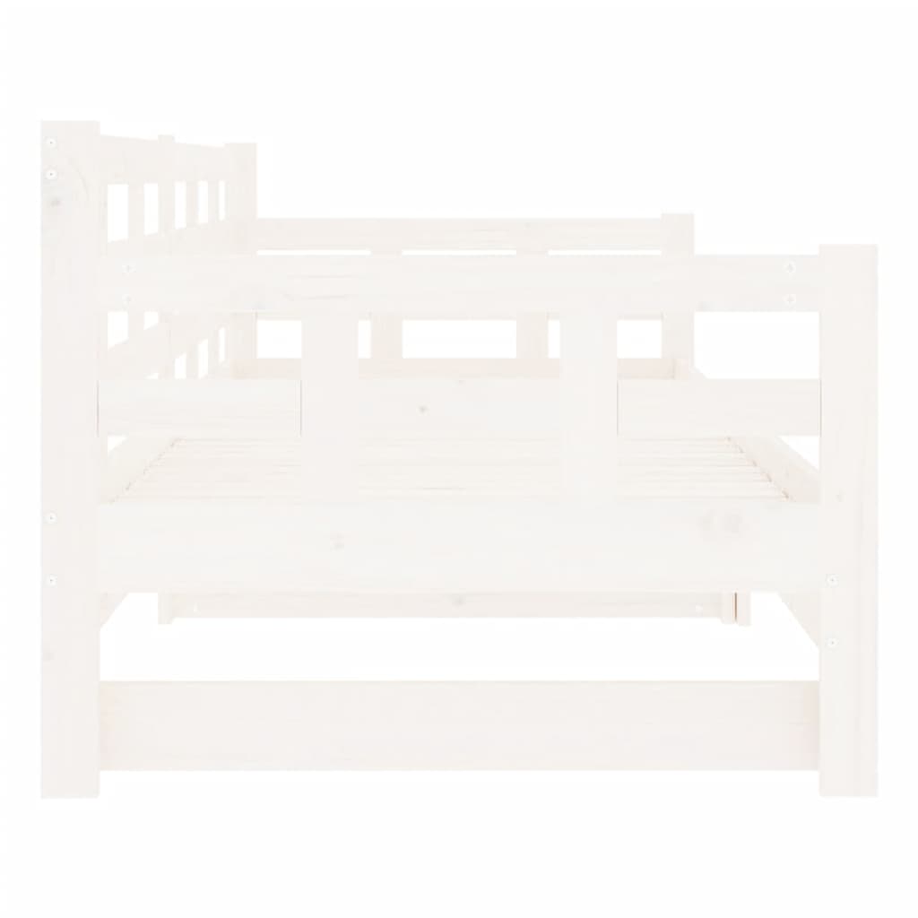 vidaXL Pat extensibil de zi, alb, 2x(90x200) cm, lemn masiv de pin vidaXL Pat extensibil de zi, alb, 2x(90x200) cm, lemn masiv de pin