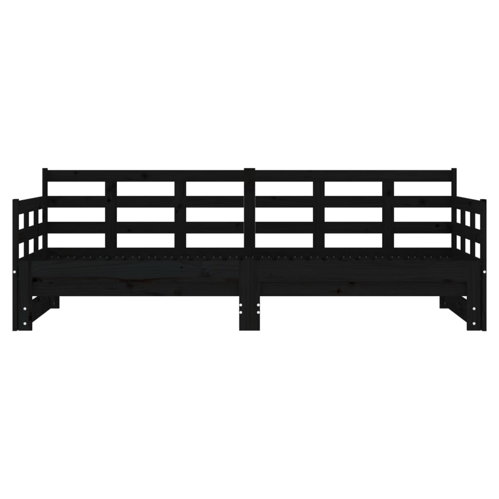 vidaXL Pat de zi extensibil, negru, 2x(90x200) cm, lemn masiv de pin