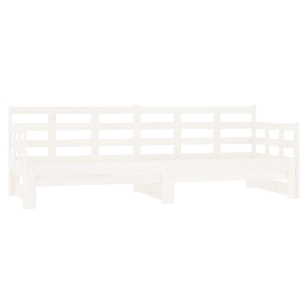 vidaXL Pat de zi extensibil, alb, 2x(80x200) cm, lemn masiv de pin