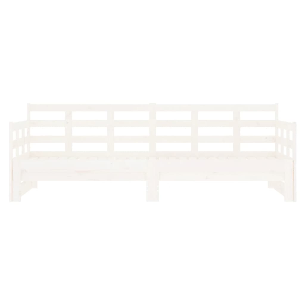 vidaXL Pat de zi extensibil, alb, 2x(80x200) cm, lemn masiv de pin