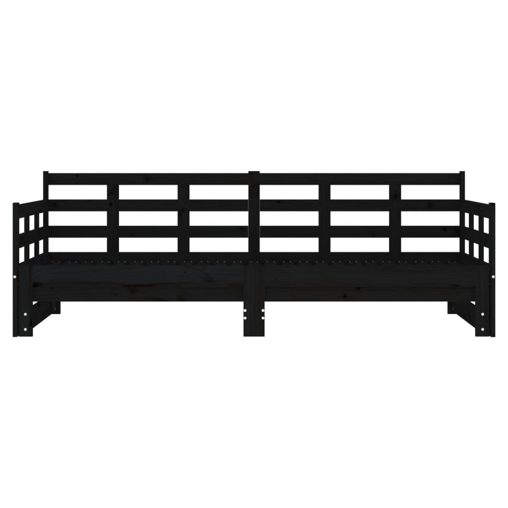vidaXL Pat de zi extensibil, negru, 2x(90x190) cm, lemn masiv de pin