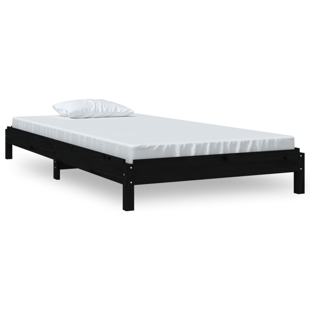 vidaXL Pat stivuibil, negru, 75x190 cm, lemn masiv de pin