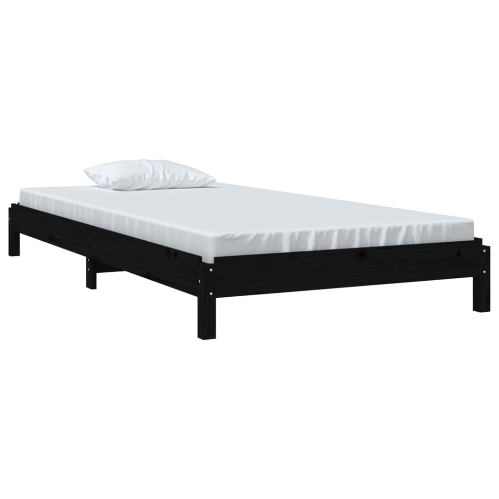 vidaXL Pat stivuibil, negru, 75x190 cm, lemn masiv de pin