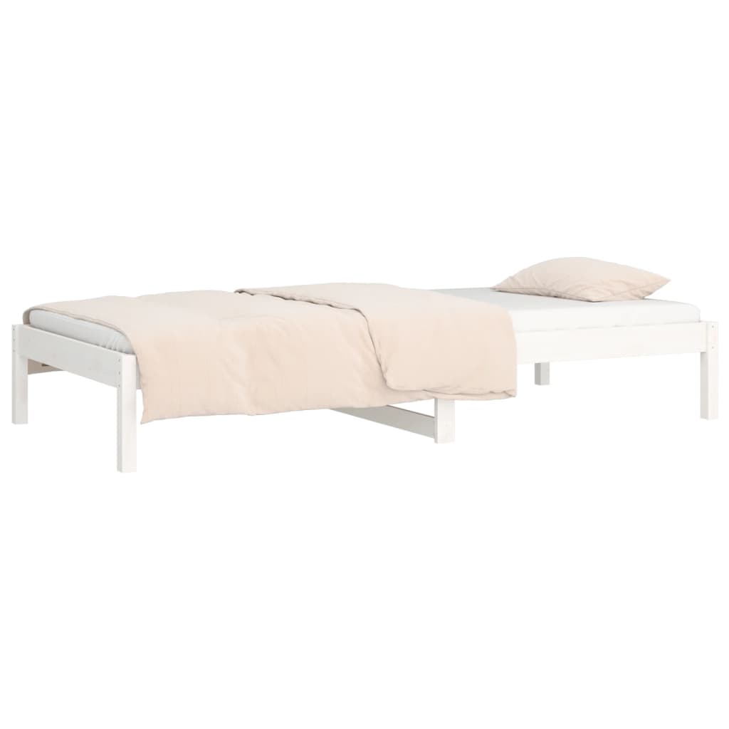 vidaXL Pat de zi fără saltea, alb, 80x200 cm, lemn masiv pin vidaXL Pat de zi fără saltea, alb, 80x200 cm, lemn masiv pin