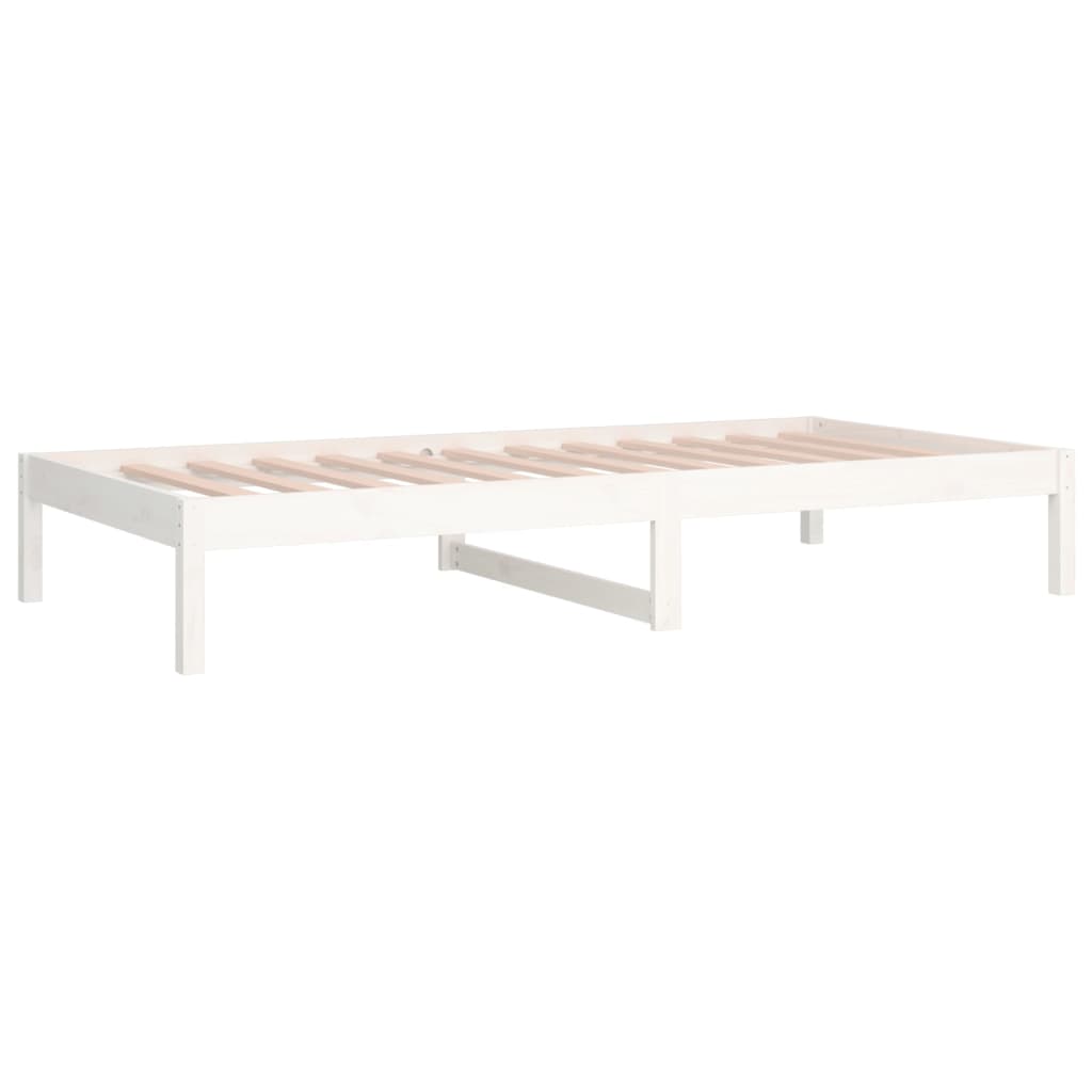 vidaXL Pat de zi fără saltea, alb, 80x200 cm, lemn masiv pin vidaXL Pat de zi fără saltea, alb, 80x200 cm, lemn masiv pin