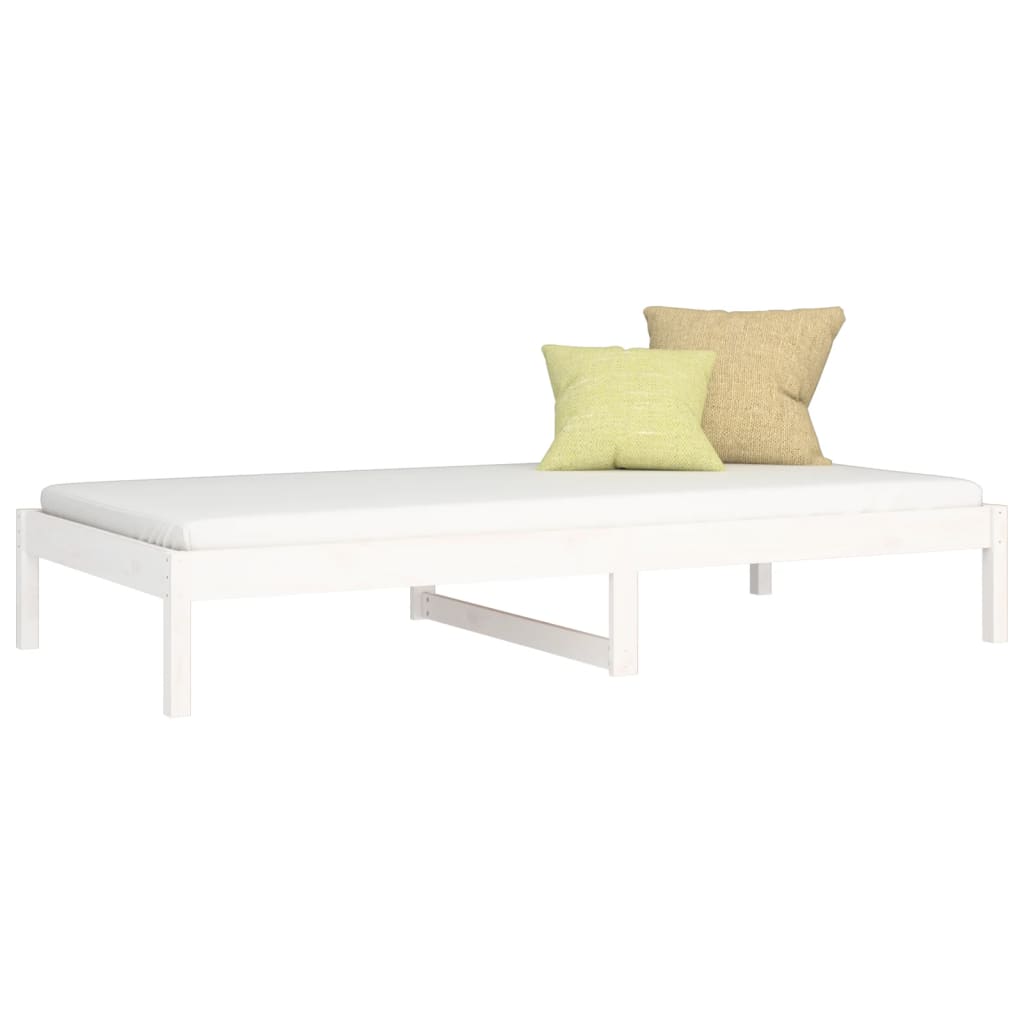 vidaXL Pat de zi Single, alb, 90x190 cm, lemn masiv de pin vidaXL Pat de zi Single, alb, 90x190 cm, lemn masiv de pin